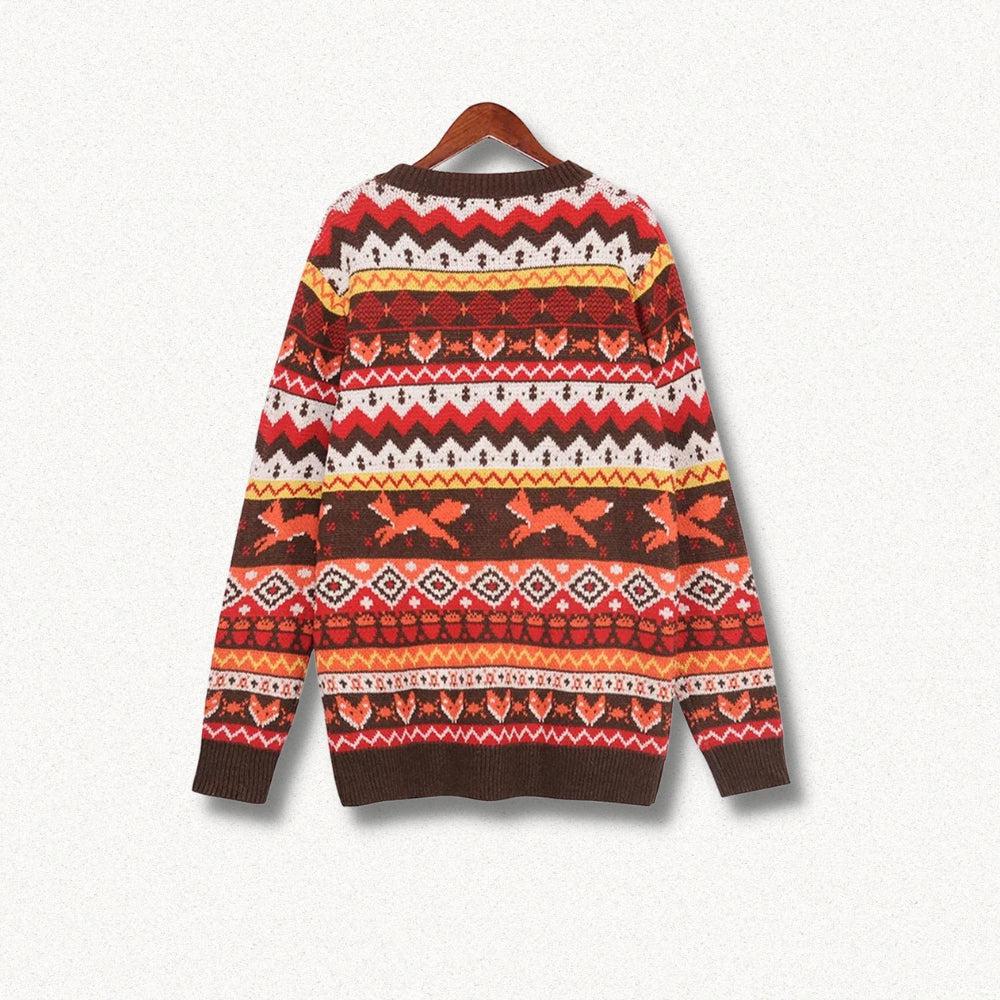 Vintage Fox Embroidered Christmas Sweater - KAYSMAR