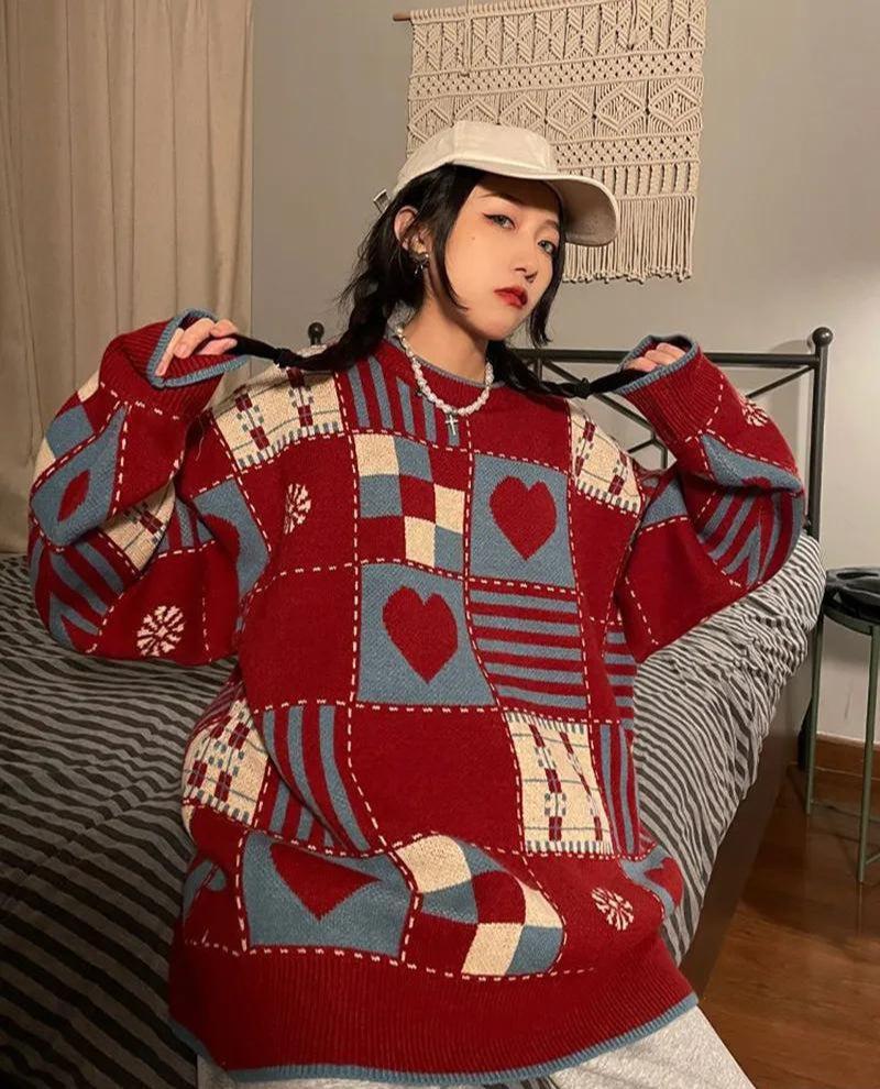 Vintage Heart Pattern Sweater - KAYSMAR