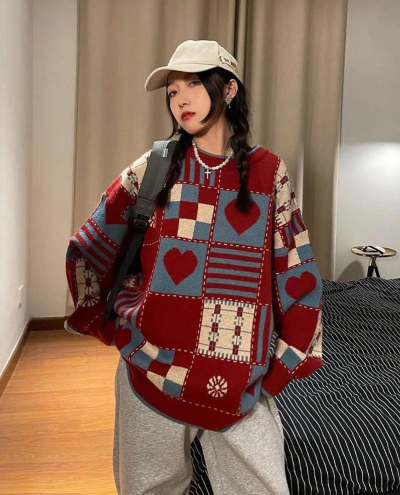 Vintage Heart Pattern Sweater - KAYSMAR