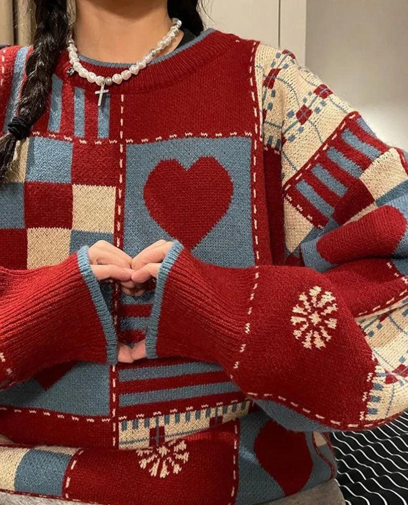 Vintage Heart Pattern Sweater - KAYSMAR