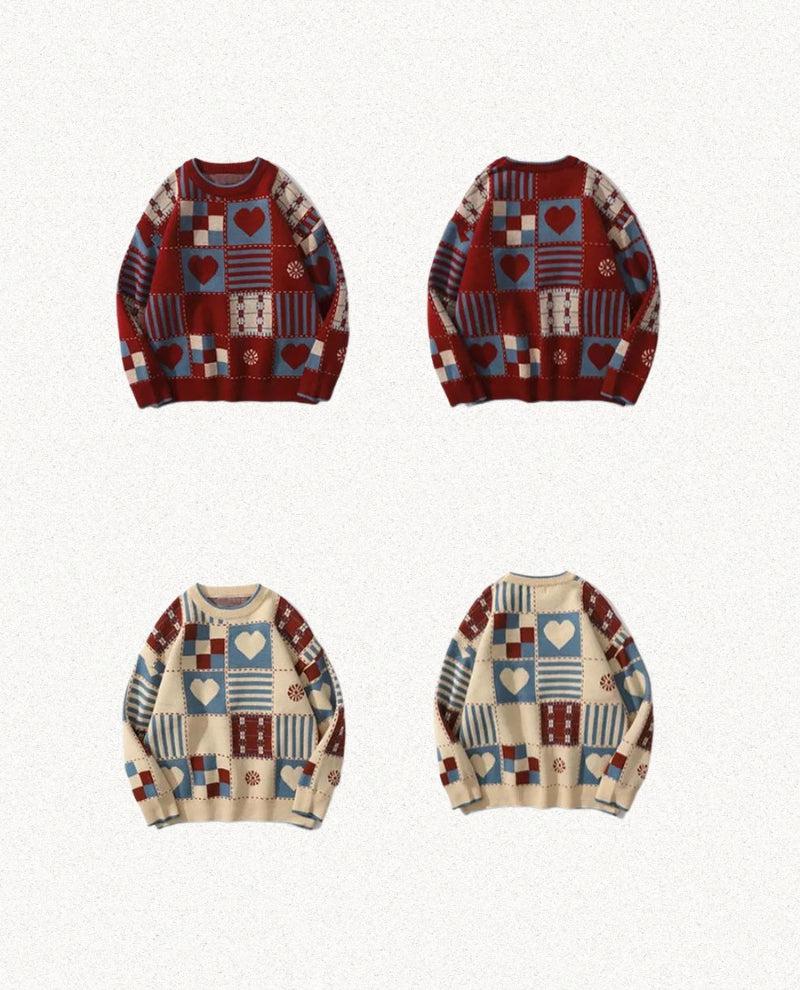 Vintage Heart Pattern Sweater - KAYSMAR