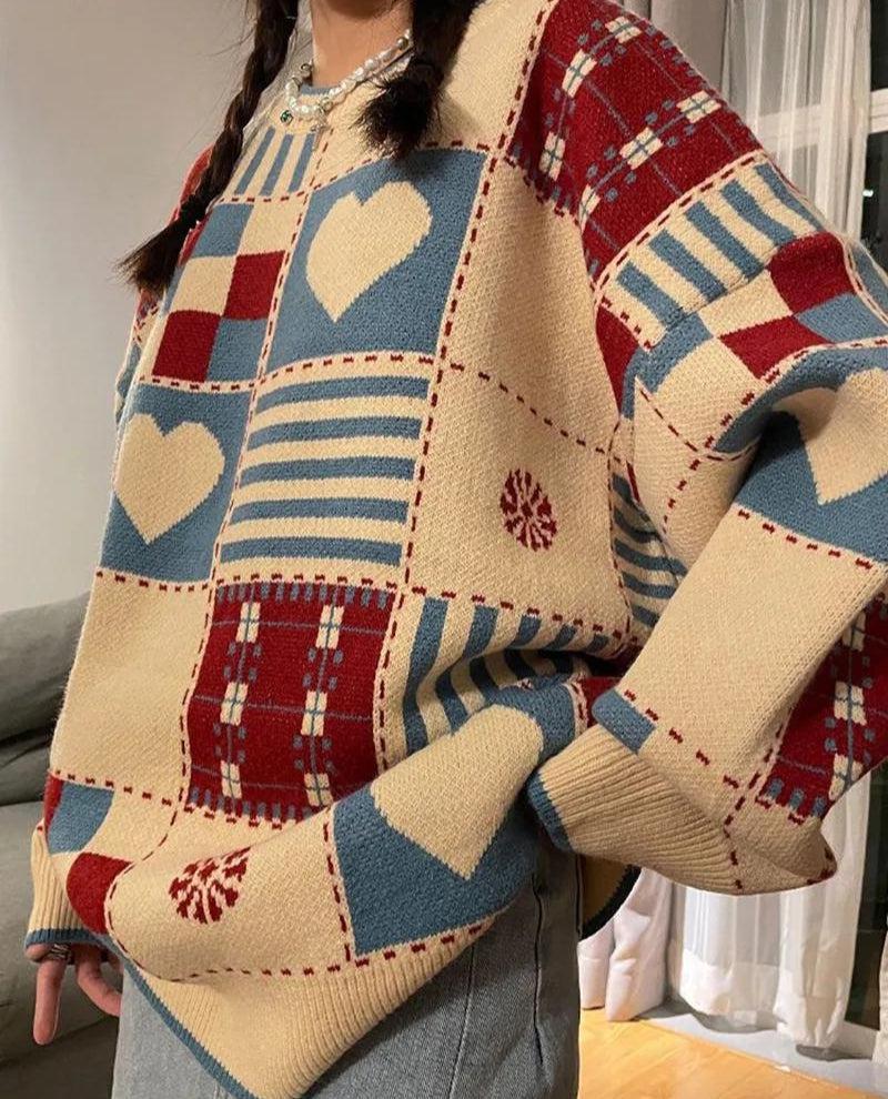 Vintage Heart Pattern Sweater - KAYSMAR