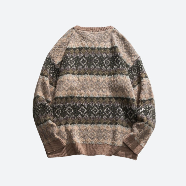 Vintage Jacquard Knitted Sweater - KAYSMAR