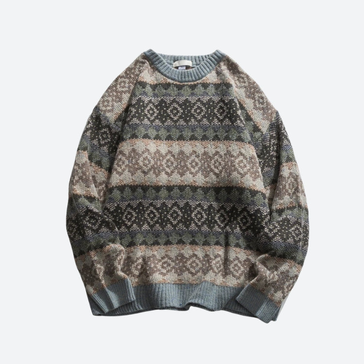 Vintage Jacquard Knitted Sweater - KAYSMAR