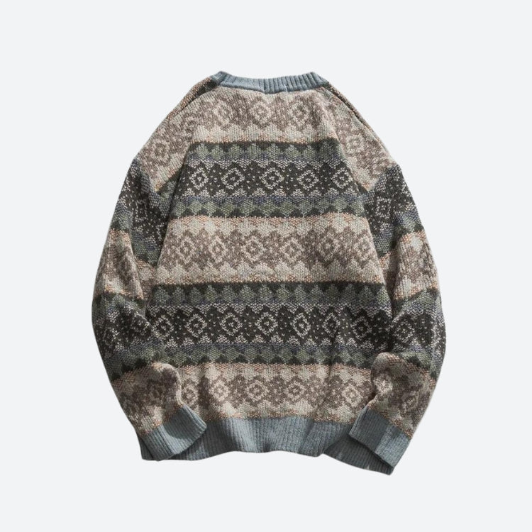 Vintage Jacquard Knitted Sweater - KAYSMAR