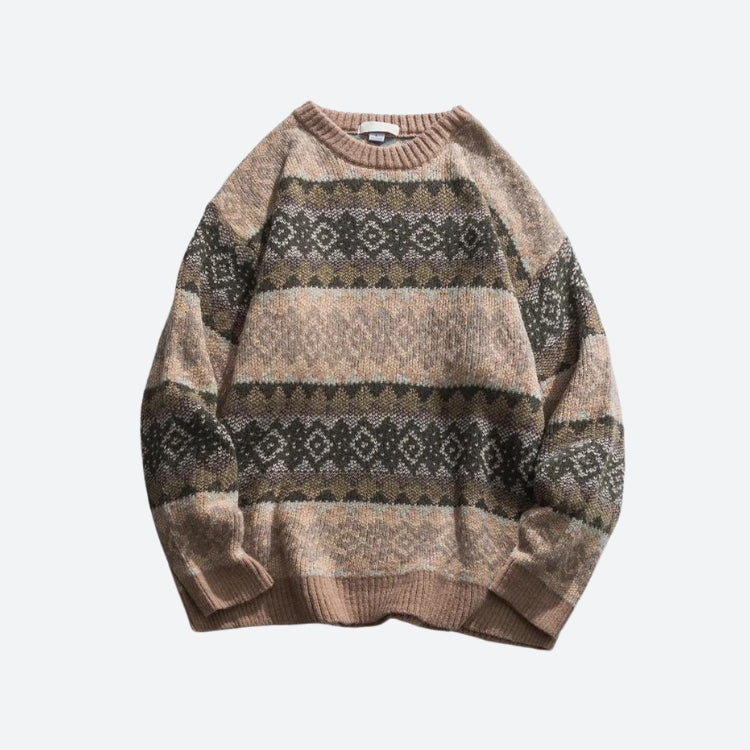 Vintage Jacquard Knitted Sweater - KAYSMAR