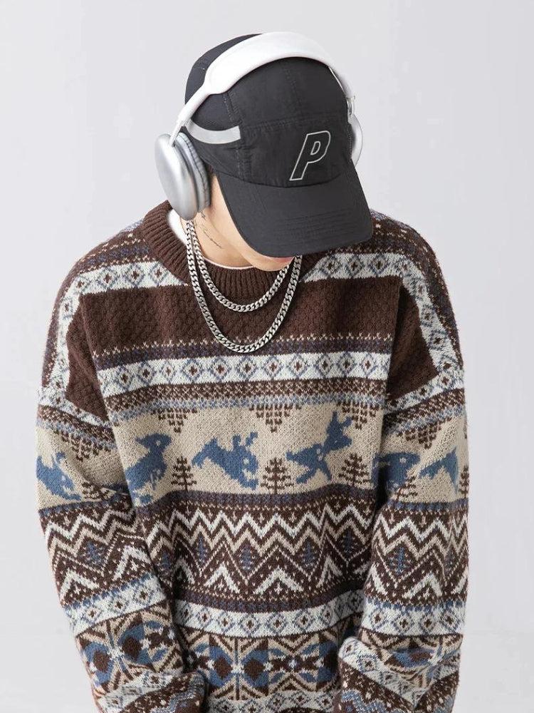 Vintage Rabbits Knitted Sweater - KAYSMAR