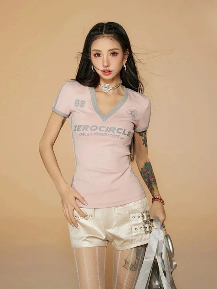 Vintage Striped V Neck Jersey Top - KAYSMAR