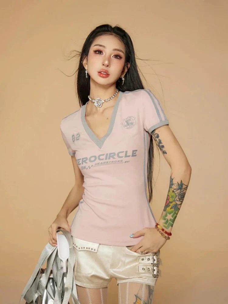 Vintage Striped V Neck Jersey Top - KAYSMAR