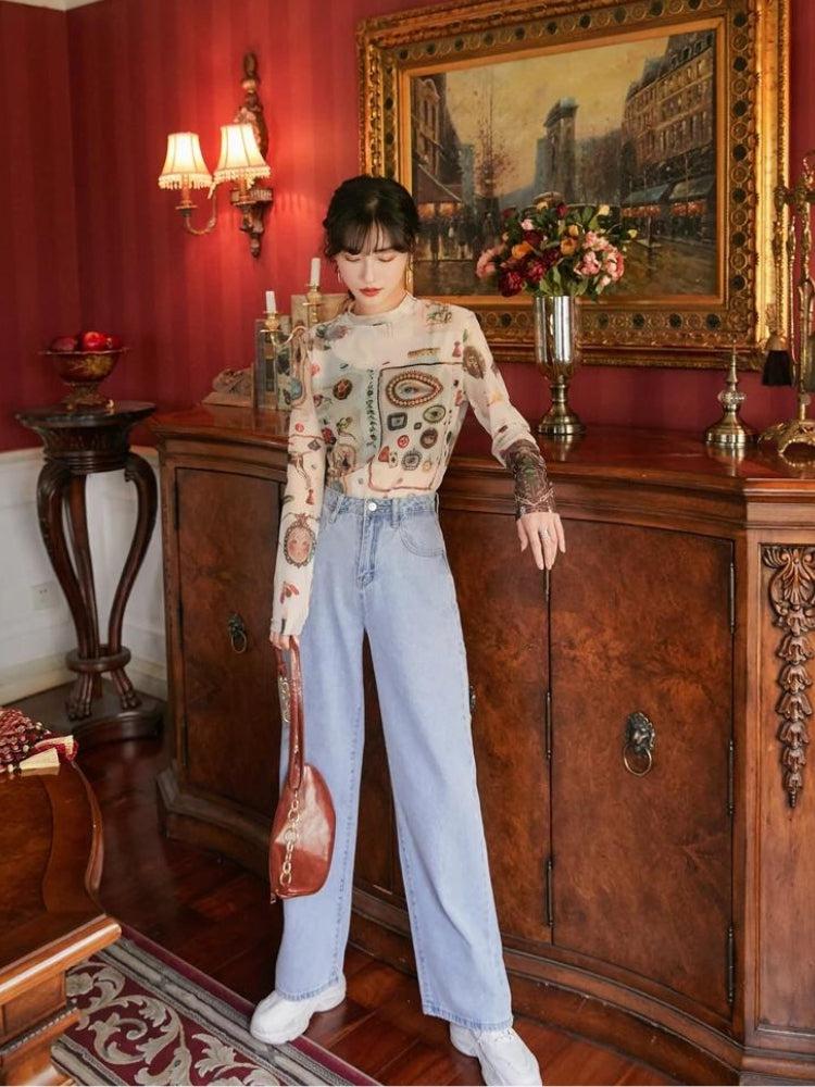Vintage Symbols Sheer Top - KAYSMAR