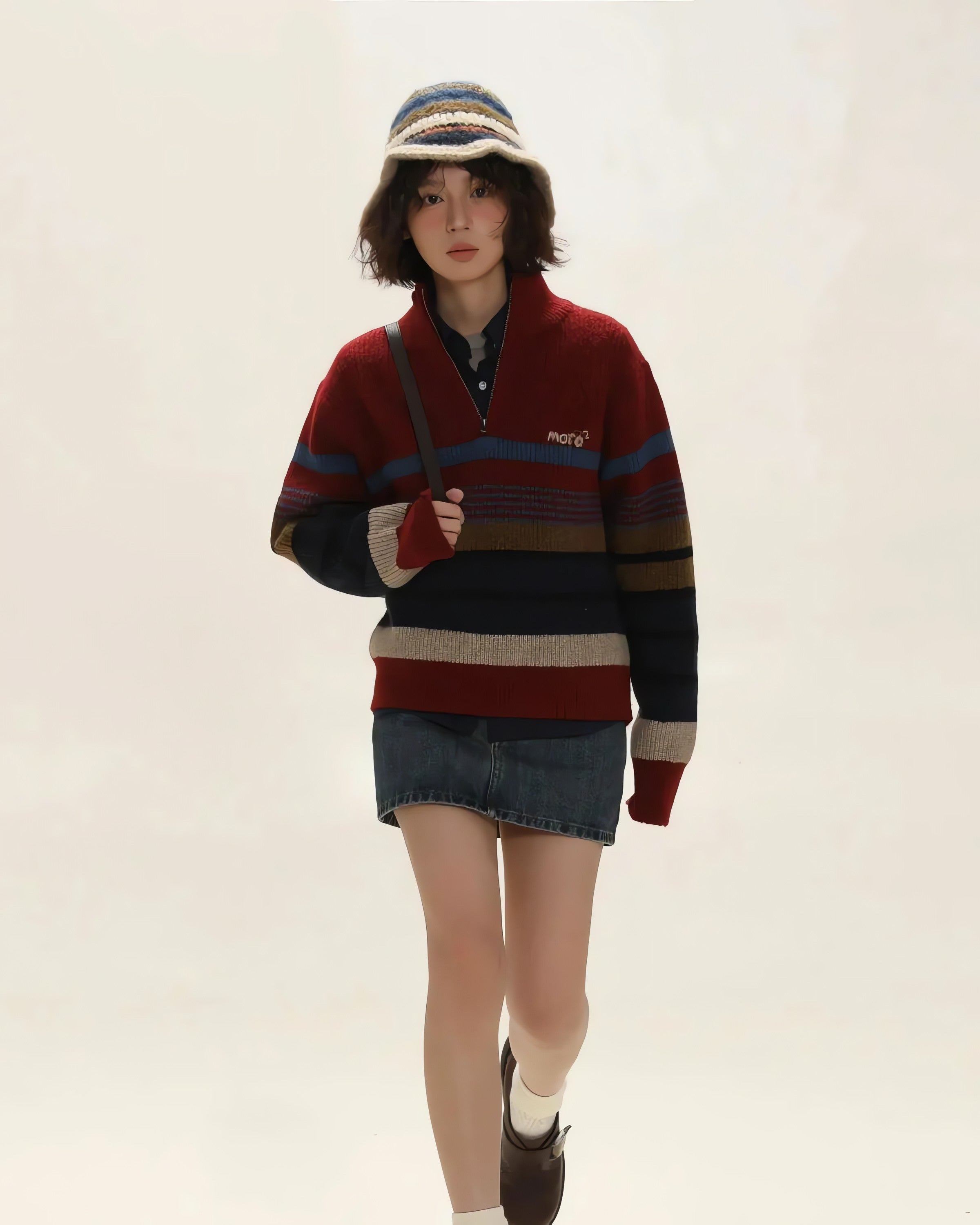 Vintage Aesthetic Knitted Zip Sweater - KAYSMAR