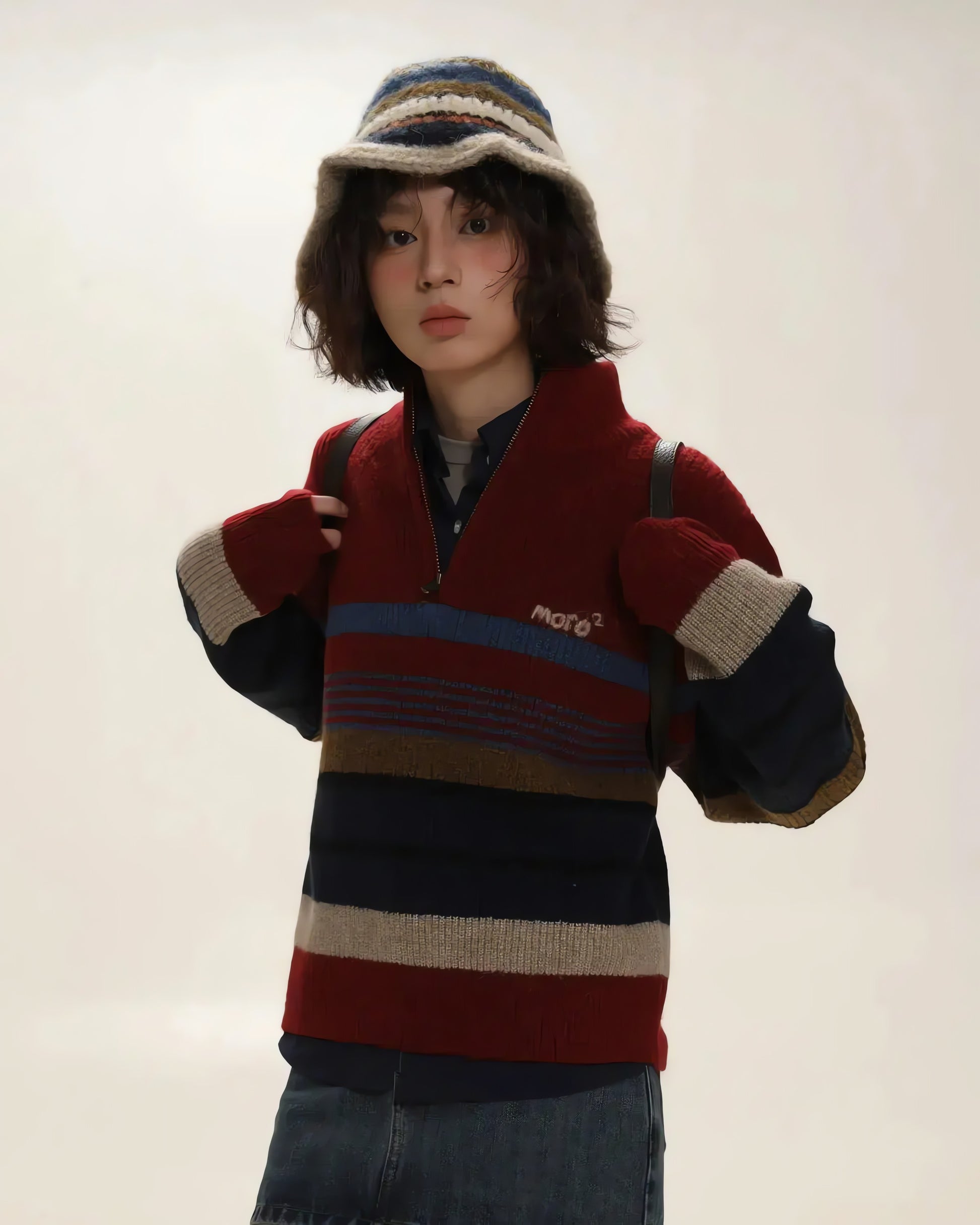 Vintage Aesthetic Knitted Zip Sweater - KAYSMAR