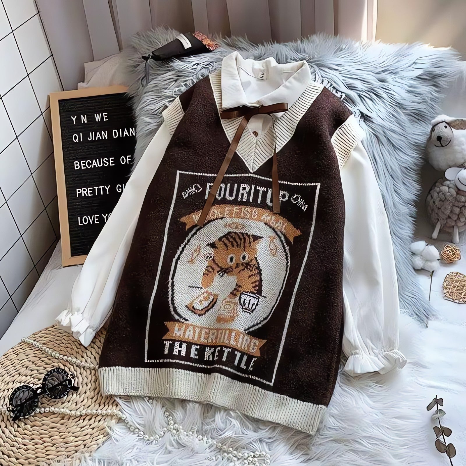 Vintage Cat Sweater Vest - KAYSMAR