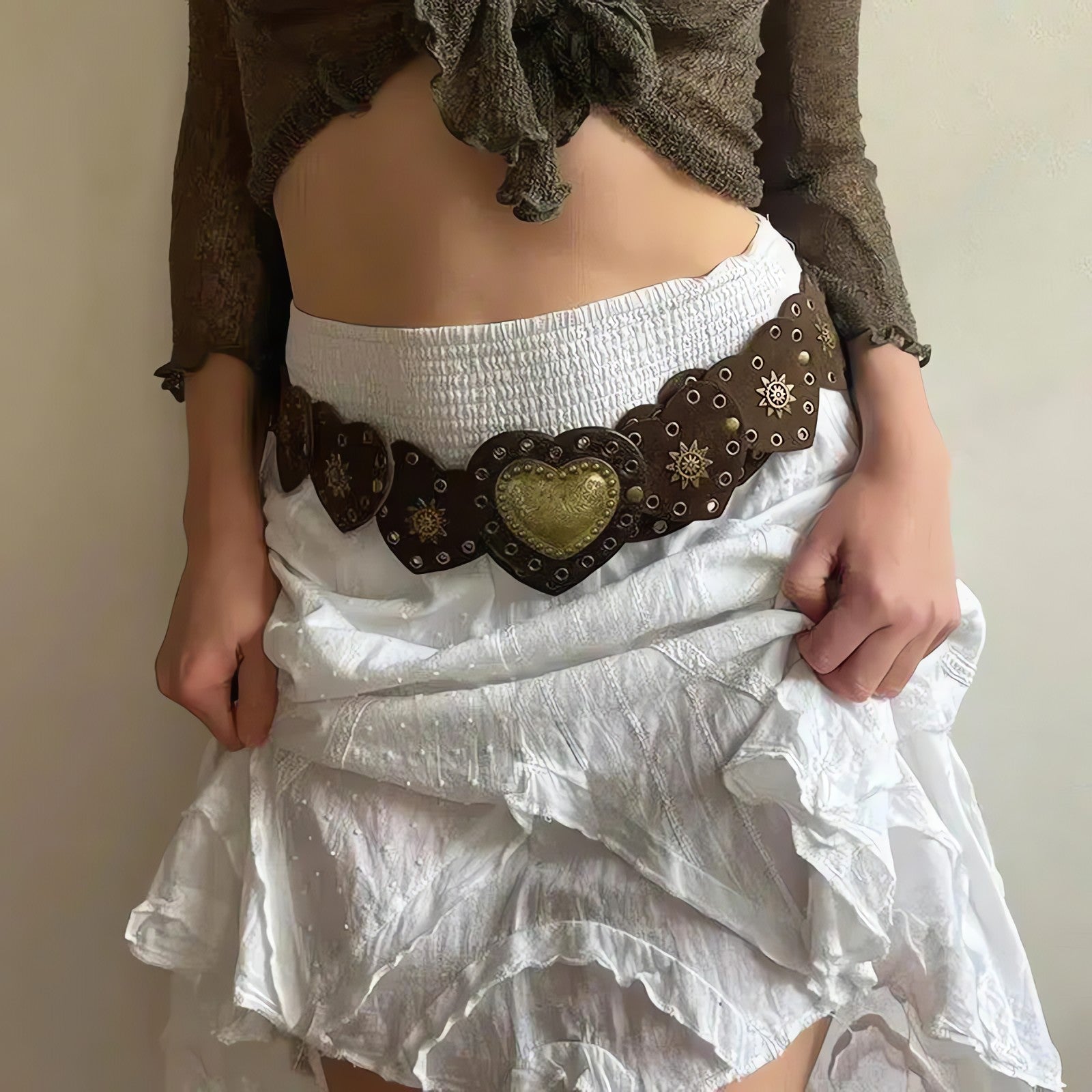 Vintage Ethnic Heart Suede Waist Belt - KAYSMAR