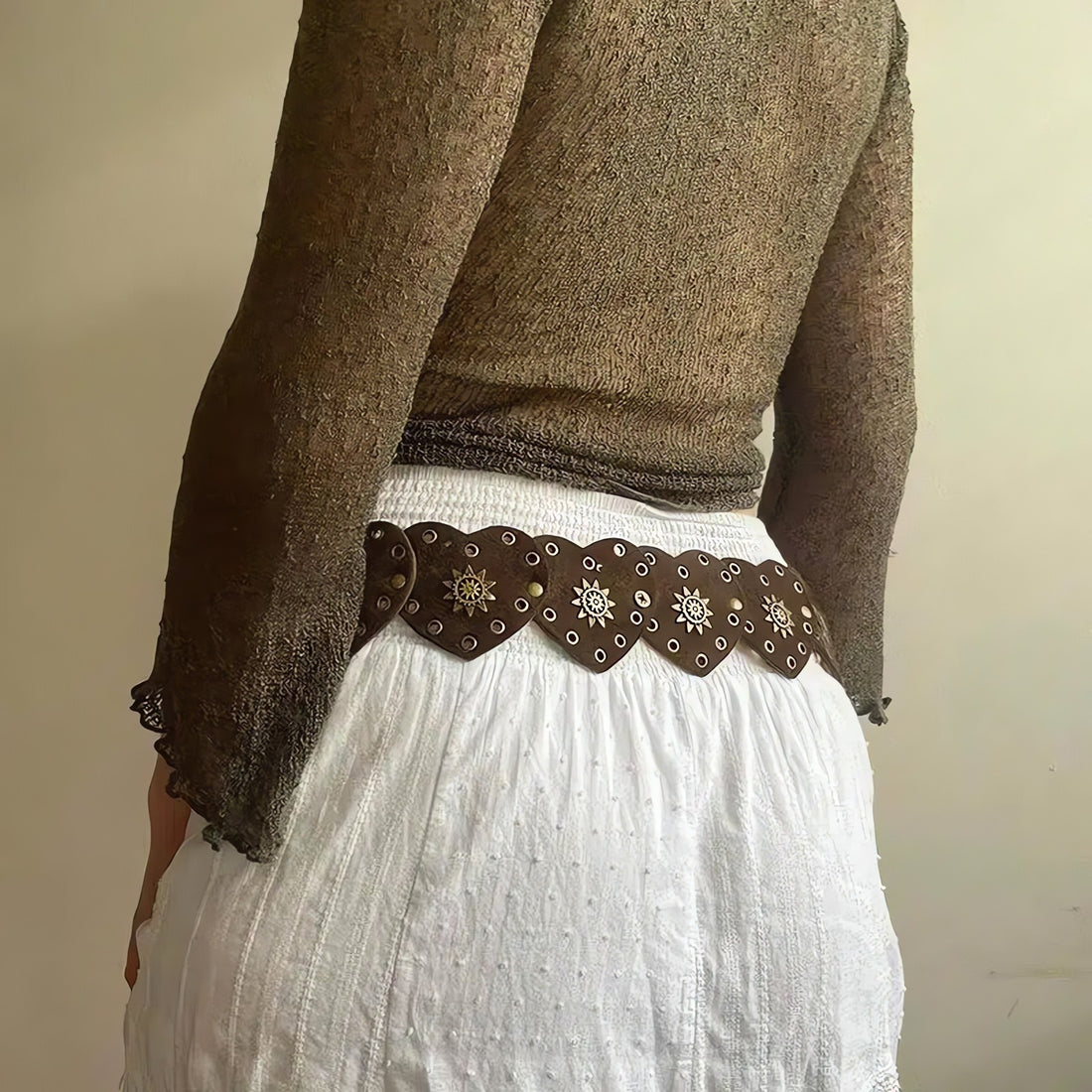 Vintage Ethnic Heart Suede Waist Belt - KAYSMAR