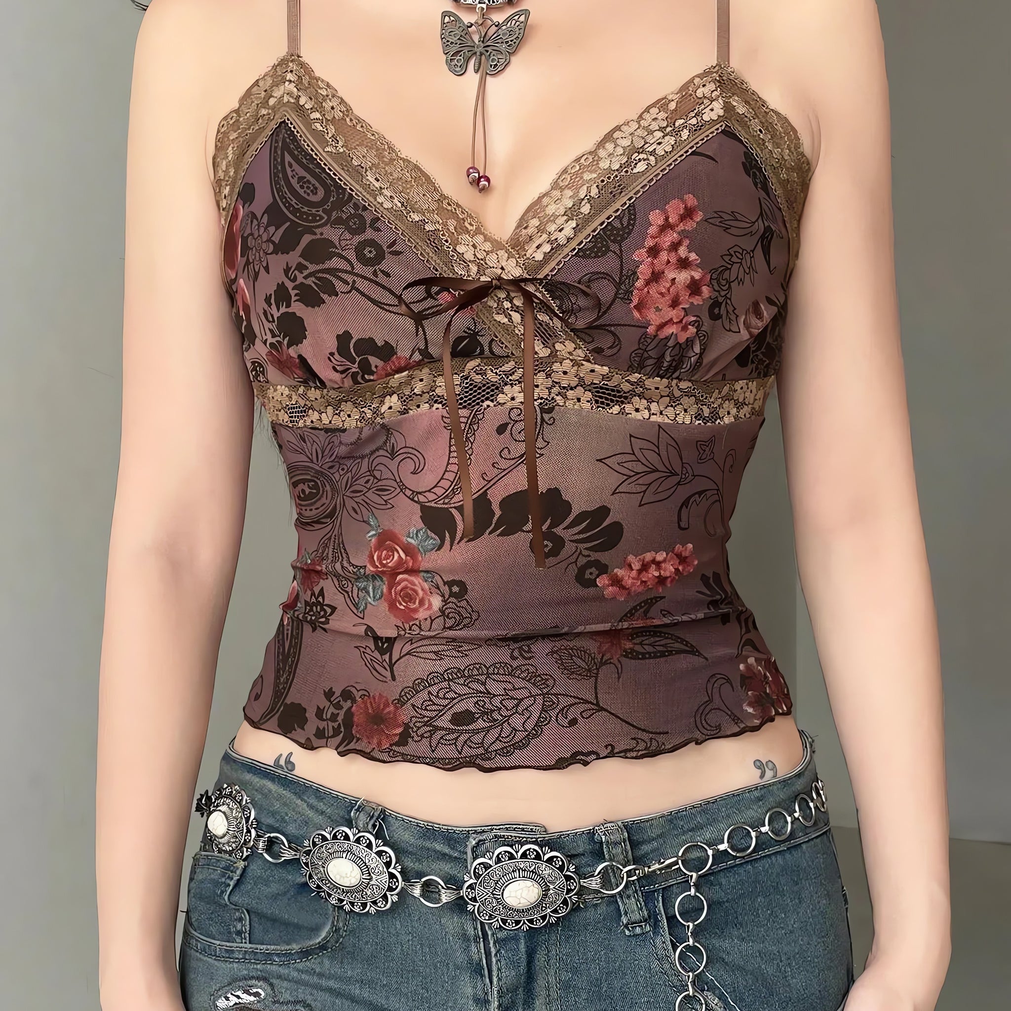 Vintage Floral Lace Trim Top - KAYSMAR