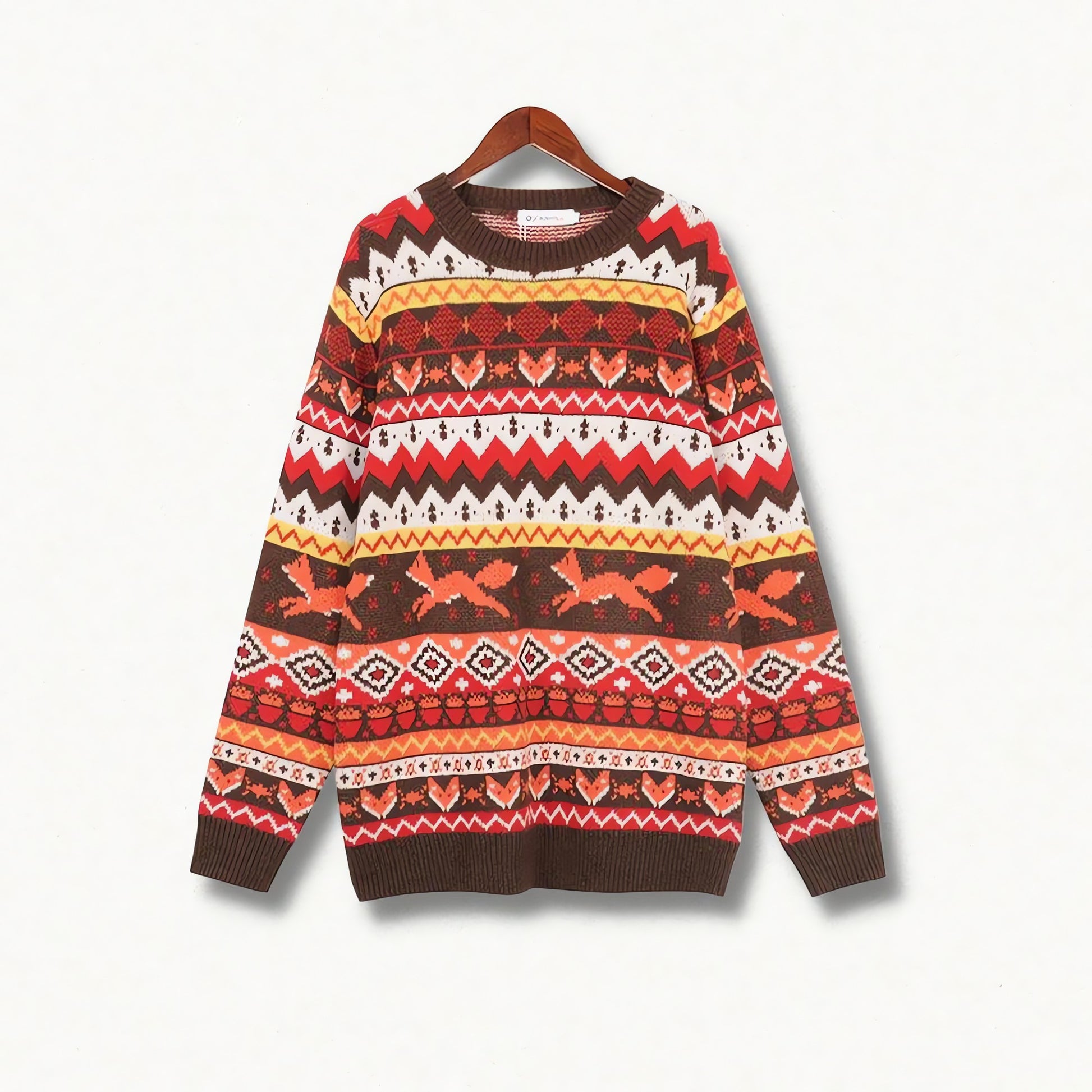 Vintage Fox Embroidered Christmas Sweater - KAYSMAR