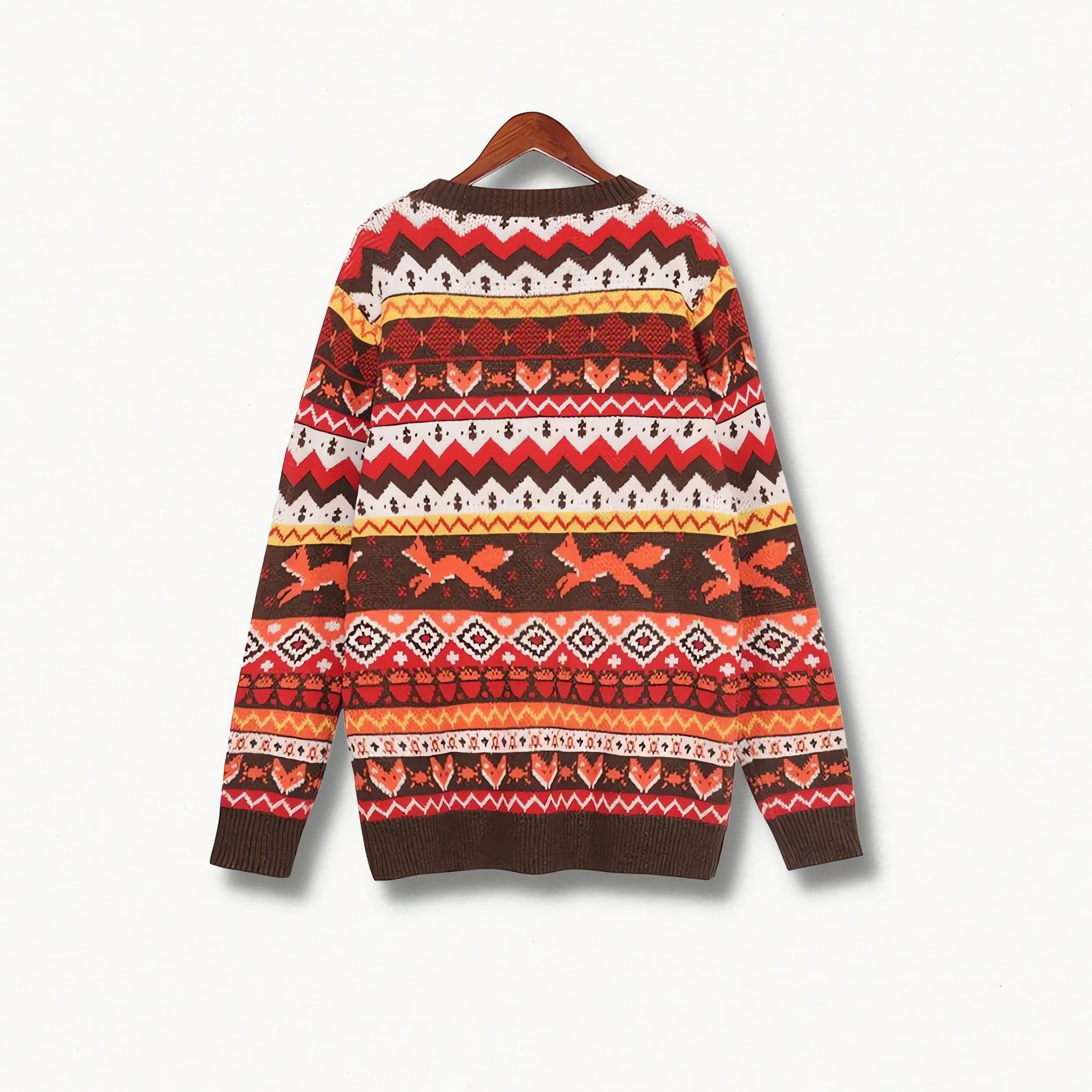 Vintage Fox Embroidered Christmas Sweater - KAYSMAR