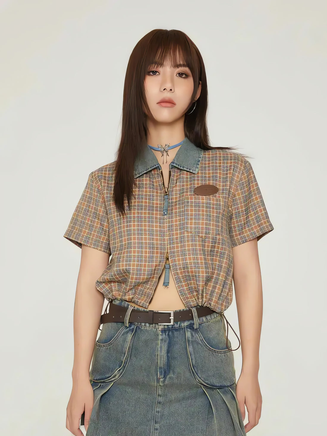 Vintage Plaid Crop Shirt - KAYSMAR