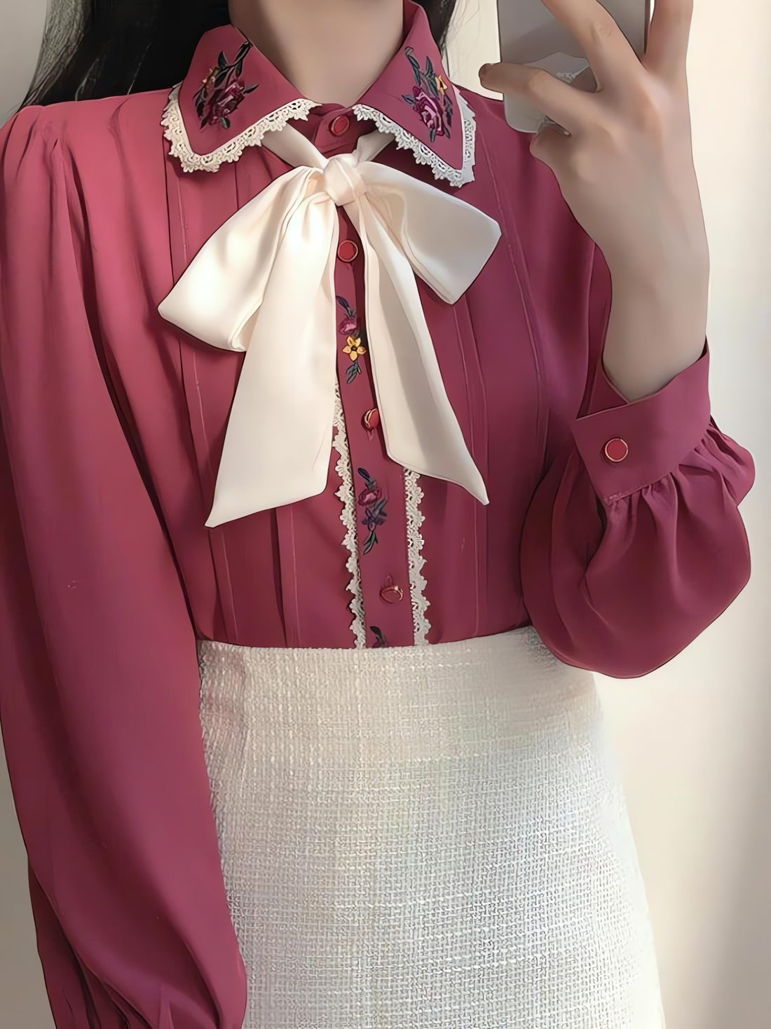 Vintage Rose Embroidered Shirt - KAYSMAR
