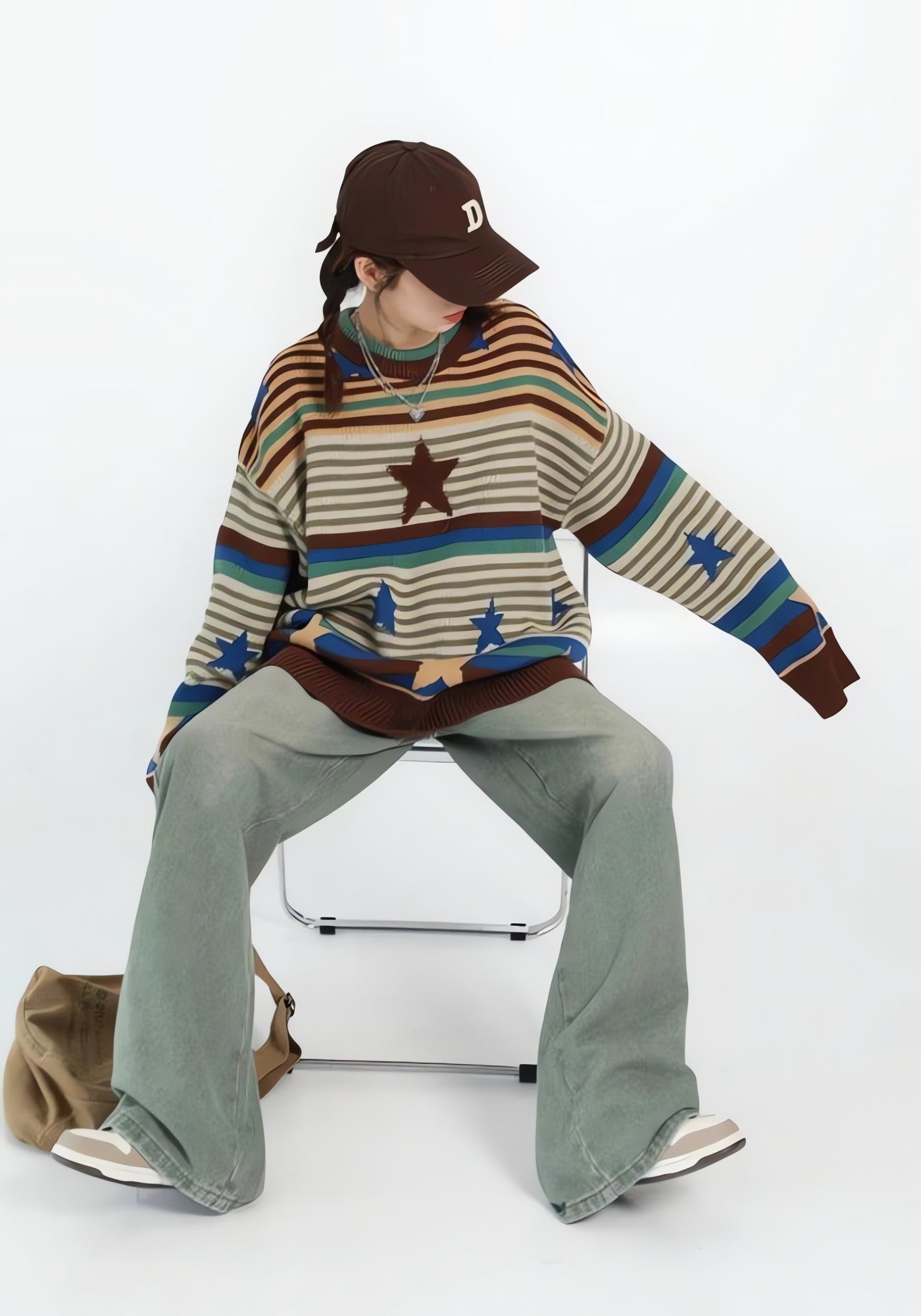 Vintage Star Printed Knit Sweater - KAYSMAR