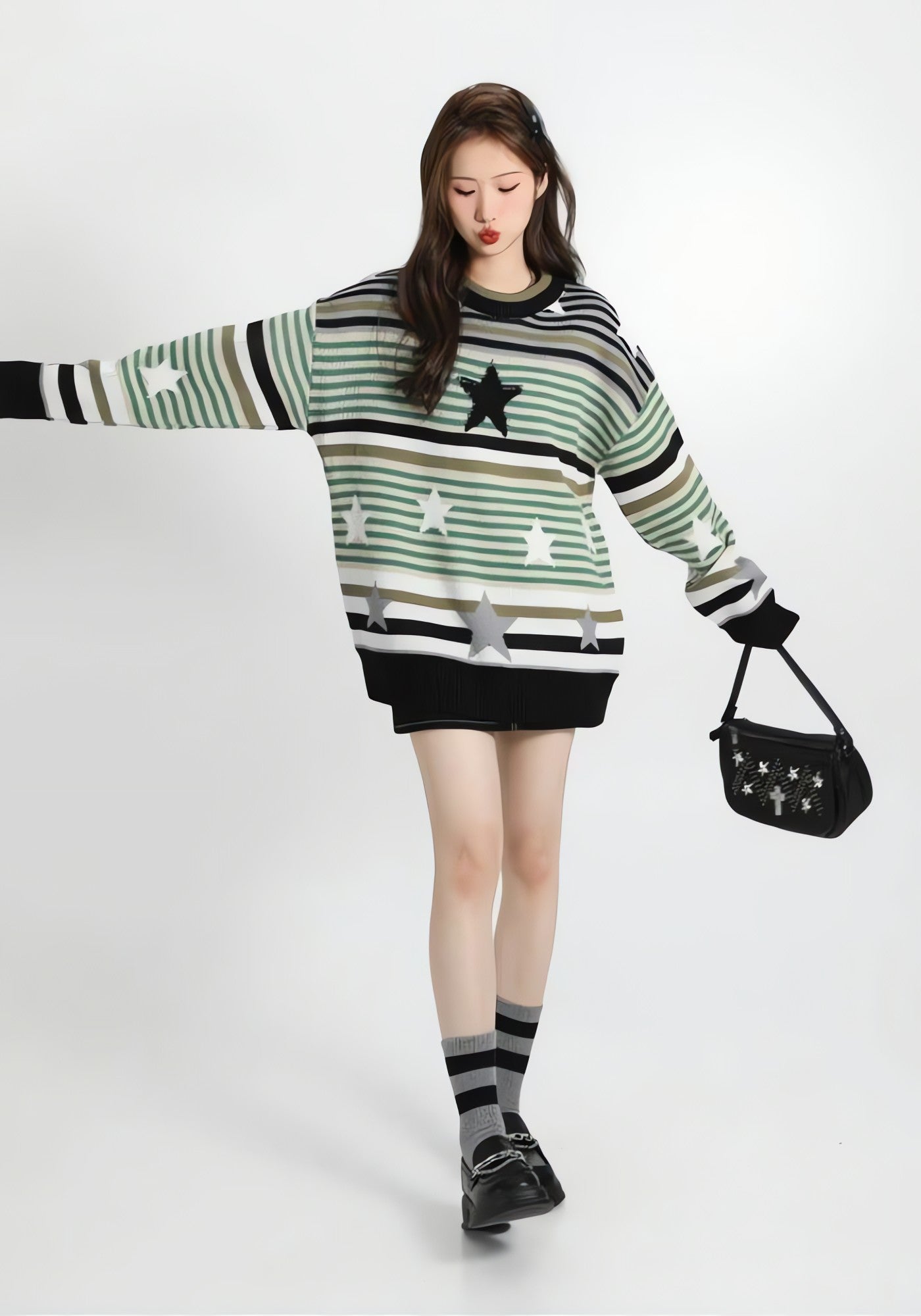 Vintage Star Printed Knit Sweater - KAYSMAR
