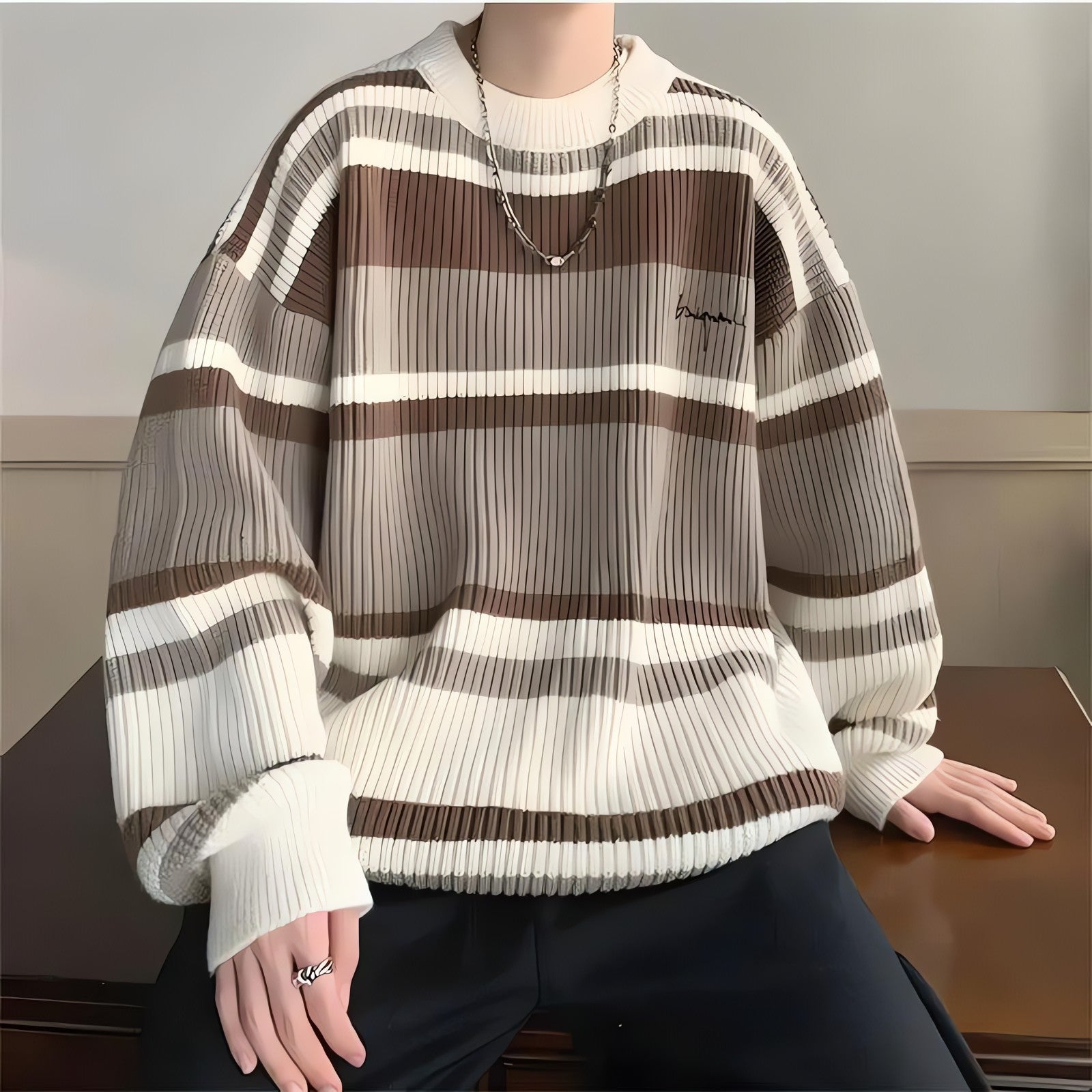 Vintage Striped Knitted Sweater - KAYSMAR