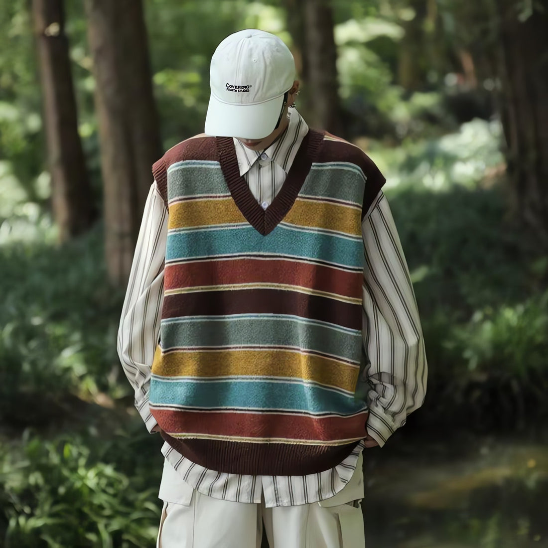 Vintage Striped Sweater Vest - KAYSMAR