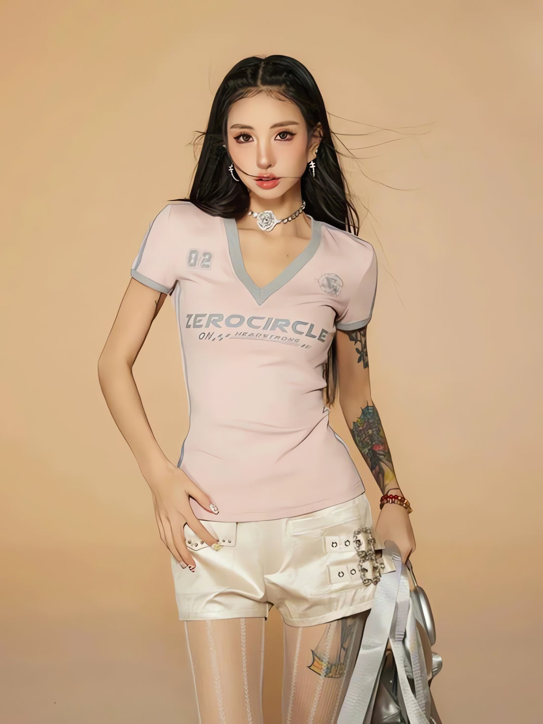 Vintage Striped V Neck Jersey Top - KAYSMAR