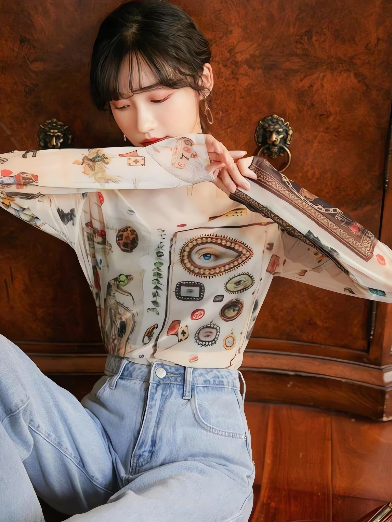 Vintage Symbols Sheer Top - KAYSMAR