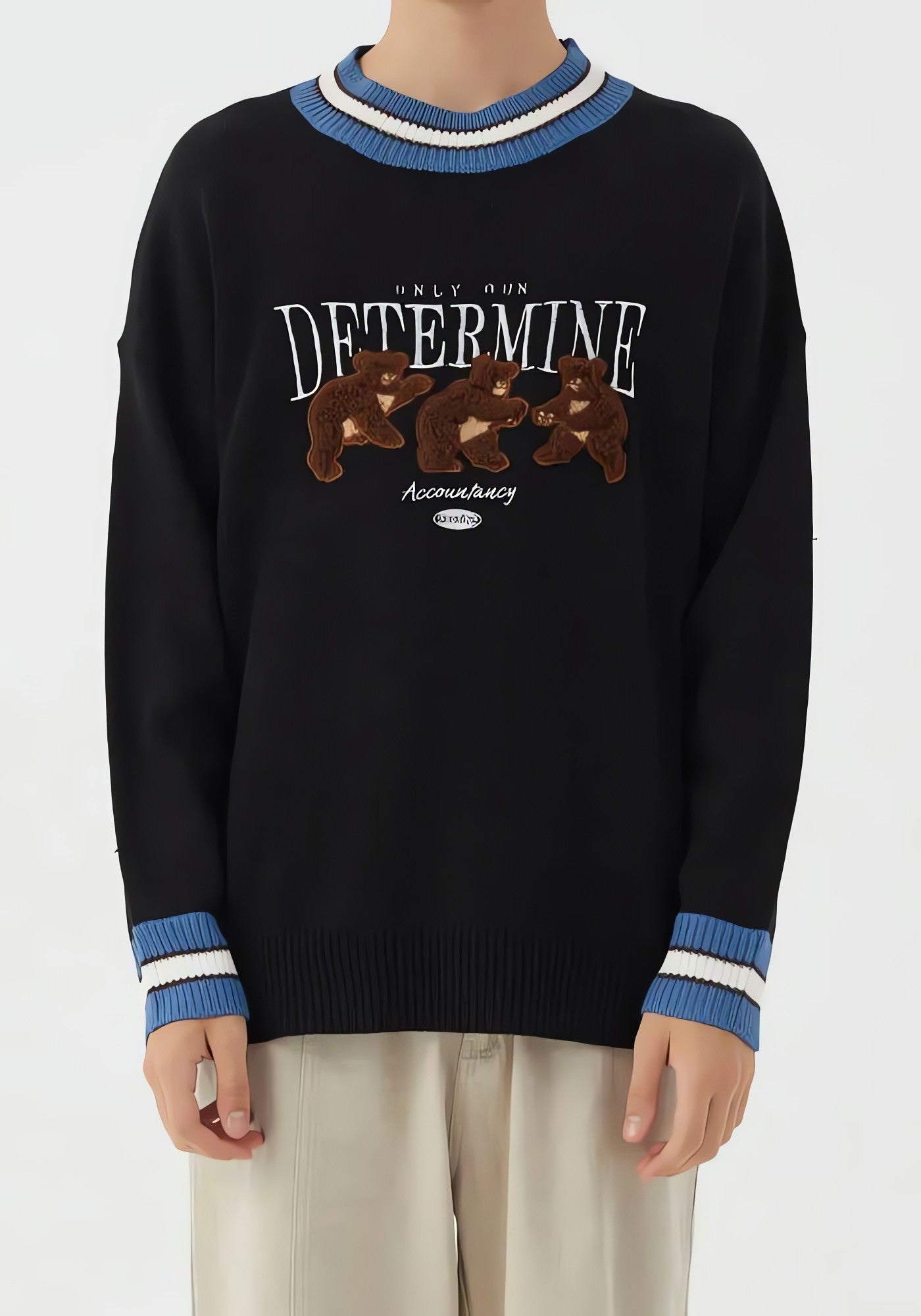 Vintage Teddy Embroidered Knitted Sweater - KAYSMAR