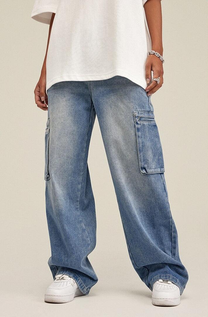 Washed Baggy Cargo Jeans - KAYSMAR