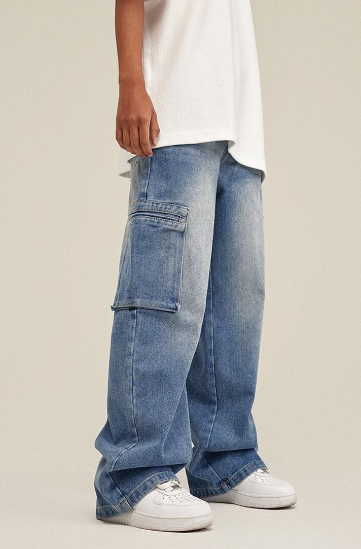 Washed Baggy Cargo Jeans - KAYSMAR
