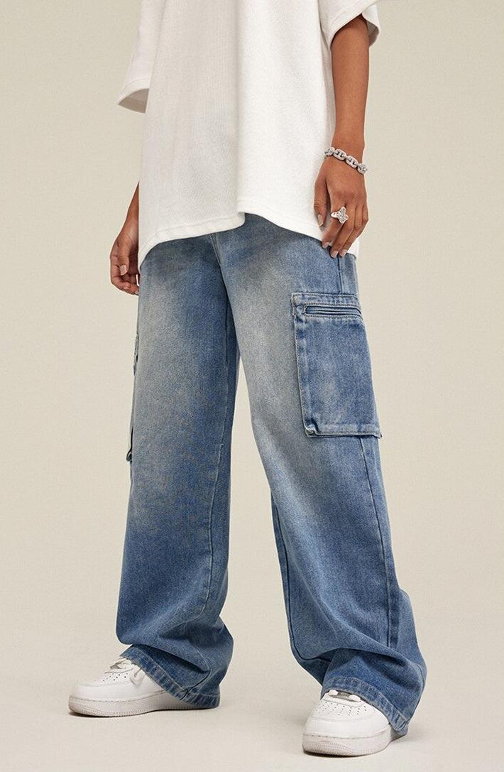 Washed Baggy Cargo Jeans - KAYSMAR