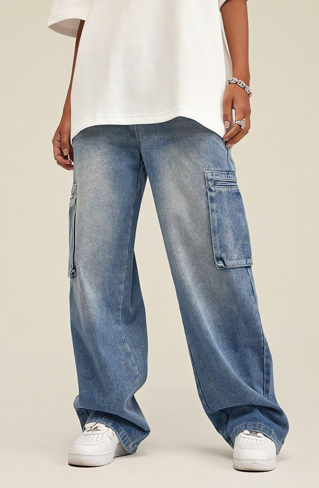 Washed Baggy Cargo Jeans - KAYSMAR