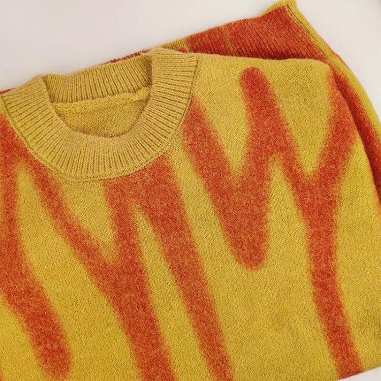 Wavy Line Design Knitted Sweater - KAYSMAR
