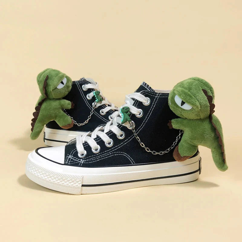 Weirdcore Dinosaur Canvas Shoes - KAYSMAR