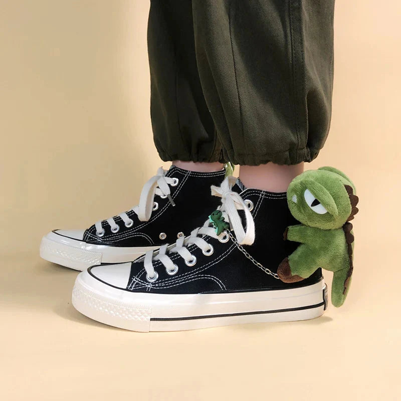 Weirdcore Dinosaur Canvas Shoes - KAYSMAR