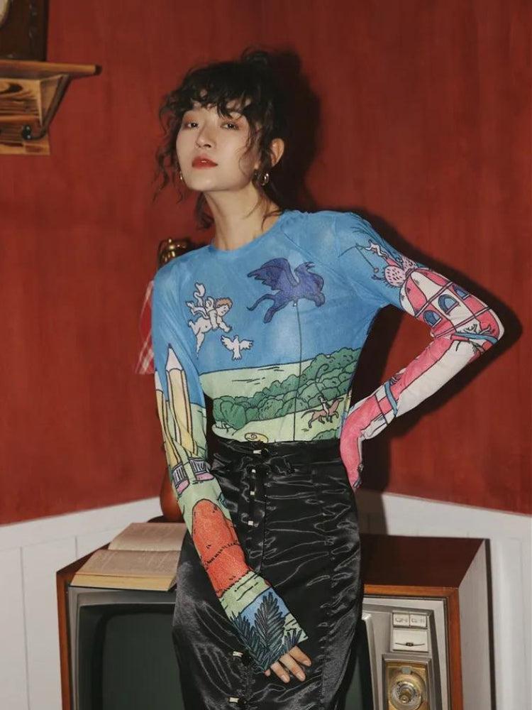Weirdcore Dream Mesh Top - KAYSMAR