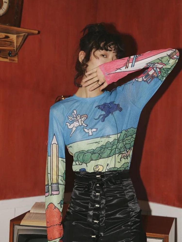 Weirdcore Dream Mesh Top - KAYSMAR