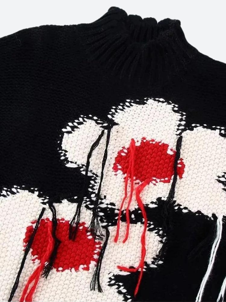 Weirdcore Flower Embroidered Knitted Sweater Vest - KAYSMAR