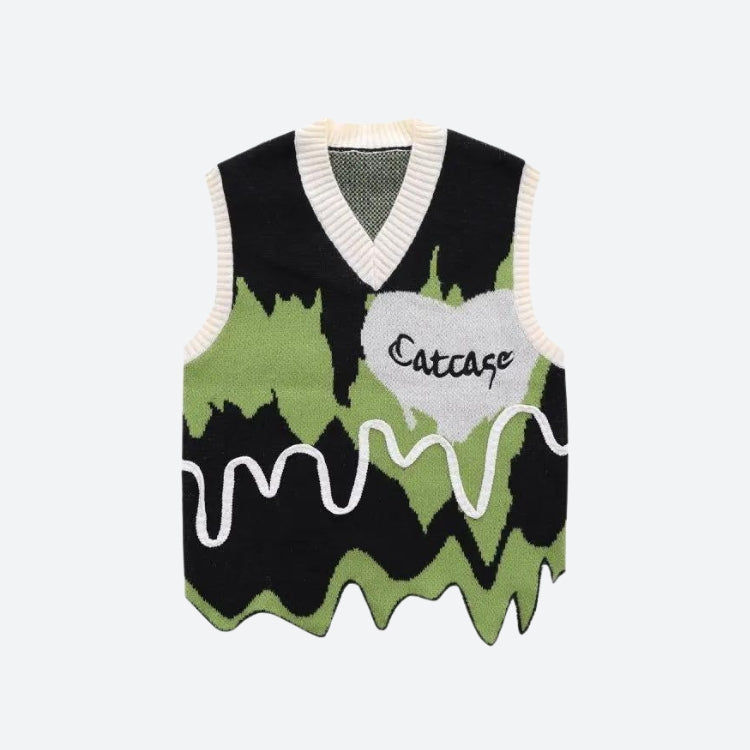 Weirdcore Wavy Striped Sweater Vest - KAYSMAR
