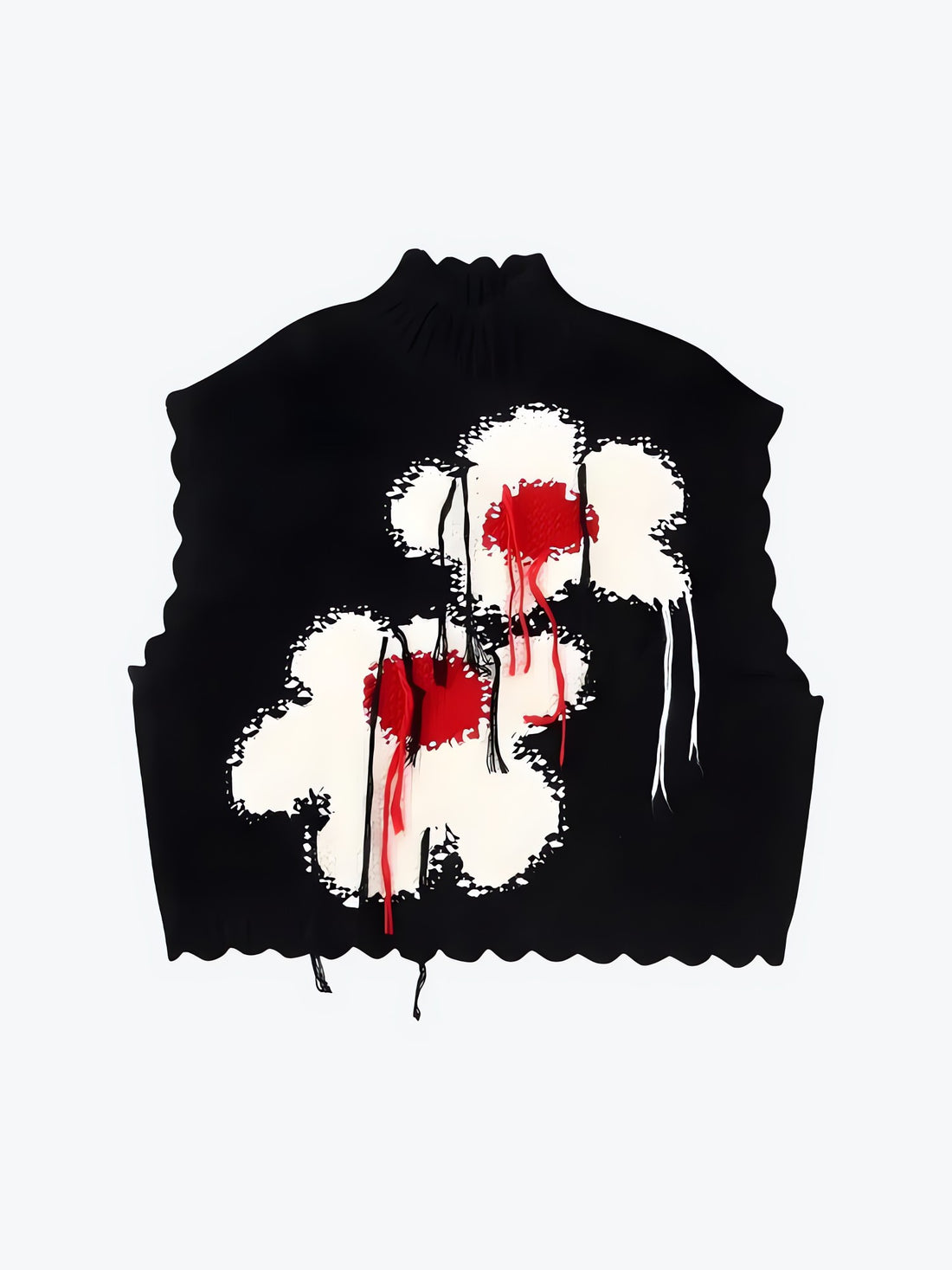 Weirdcore Flower Embroidered Knitted Sweater Vest - KAYSMAR