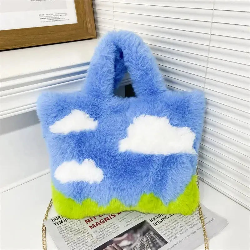 White Clouds & Blue Sky Fluffy Bag - KAYSMAR