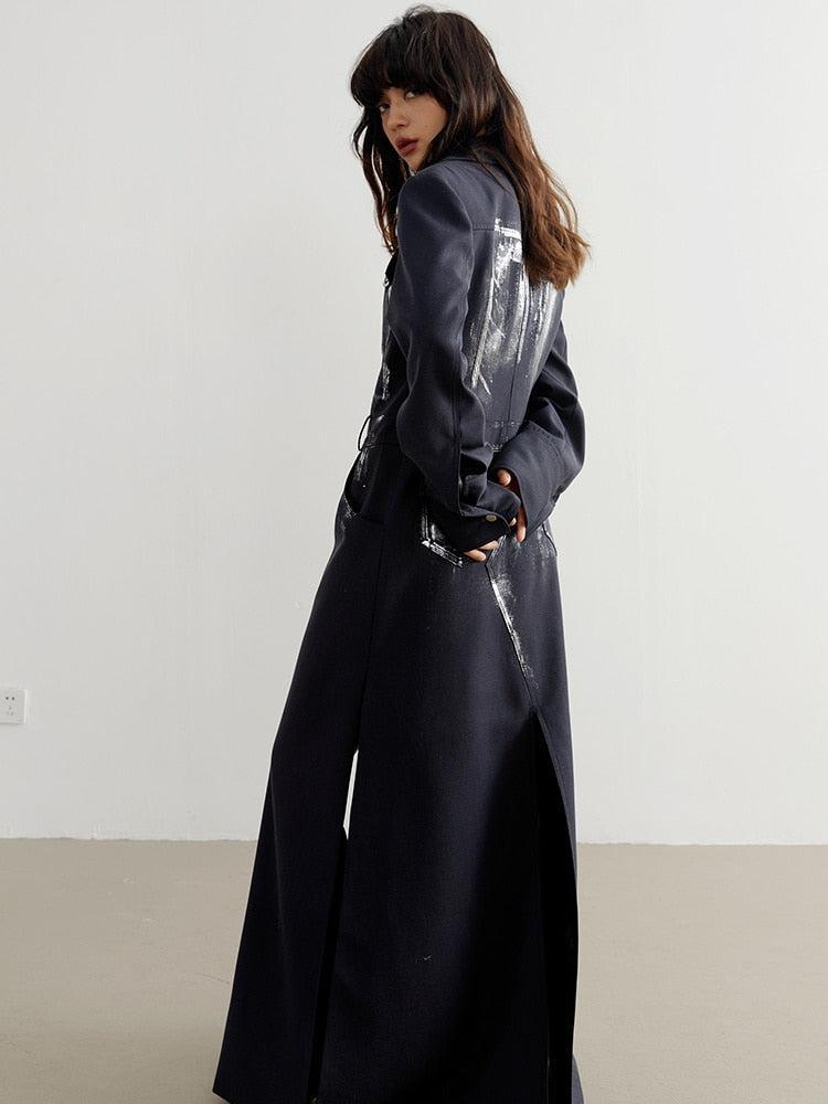 White Distressed Long Blazer - KAYSMAR