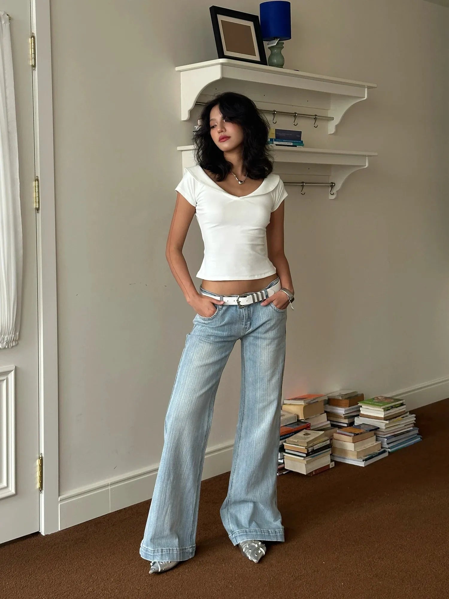 White V Neck Top - KAYSMAR