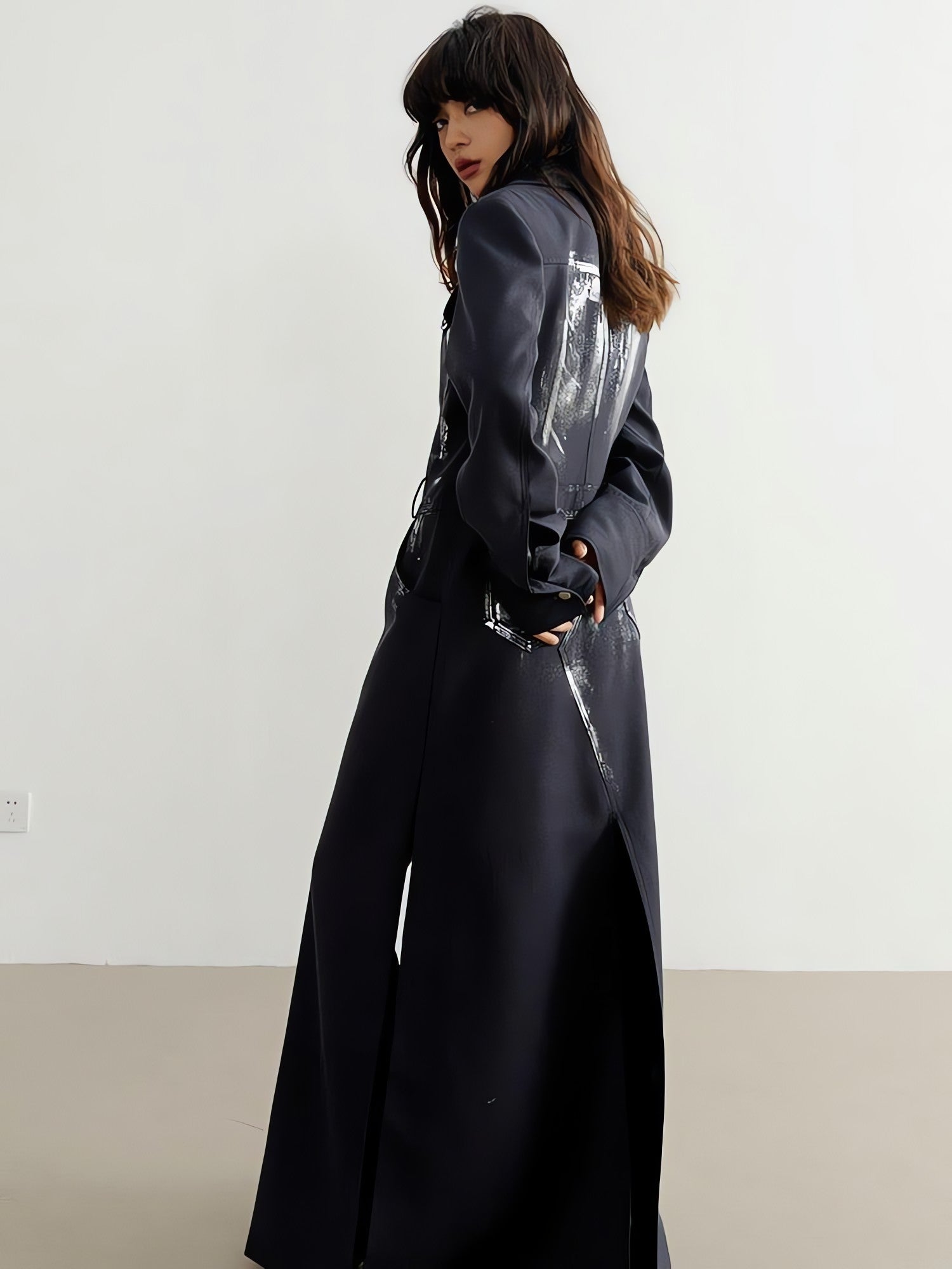 White Distressed Long Blazer - KAYSMAR