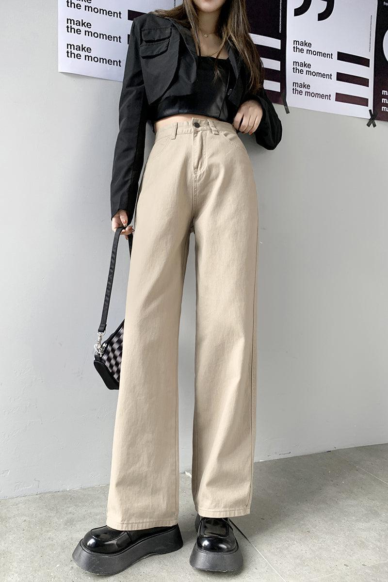Wide Leg High Waist Casual Jeans - KAYSMAR