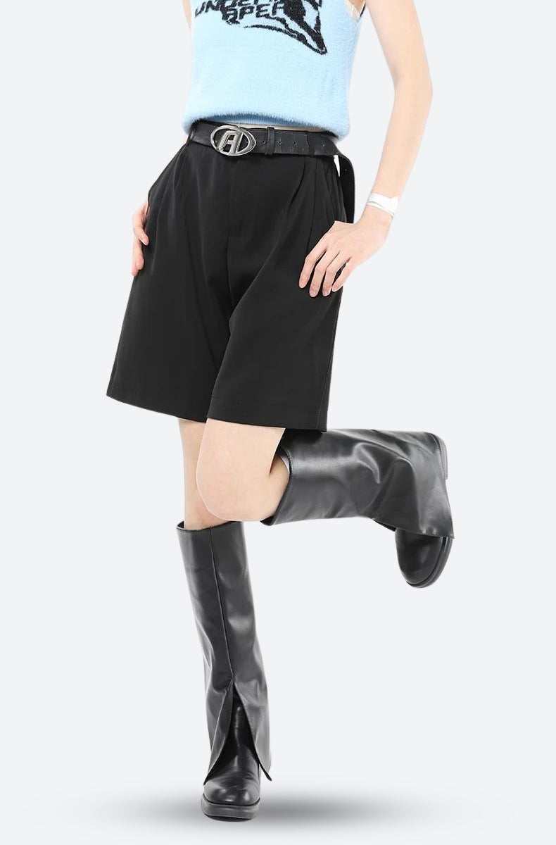 Wide Leg Pleated Shorts - KAYSMAR