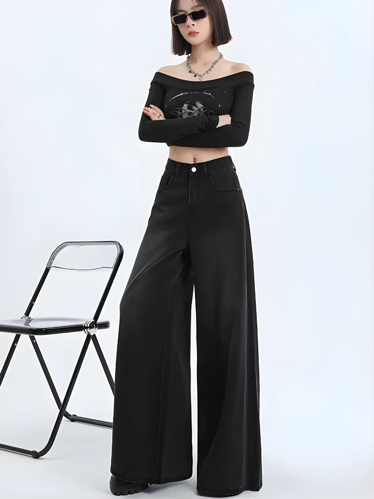 Wide Leg Regular Waist Jeans - KAYSMAR